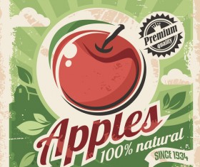 Apple poster vintage vector design 02