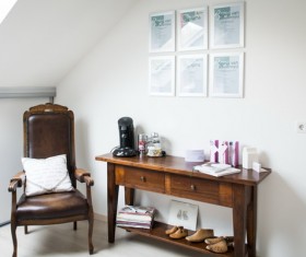 Attic study tables and chairs Stock Photo
