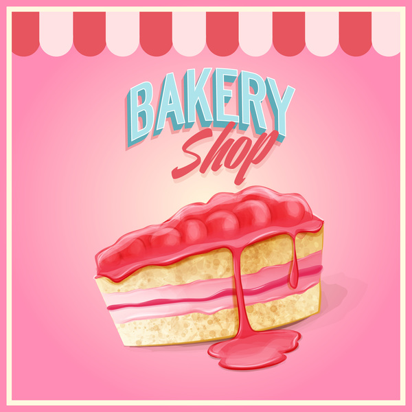 Bakery shop pink background vector 02