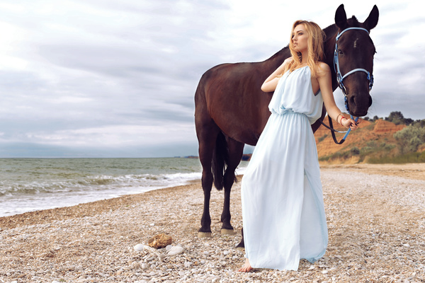 Beach beauty and horse HD picture 01