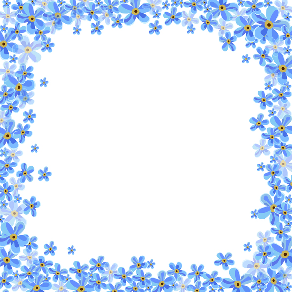 Beautiful blue flower frame vectors free download