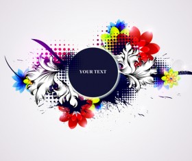 Beautiful floral with grunge backgrounds vector material