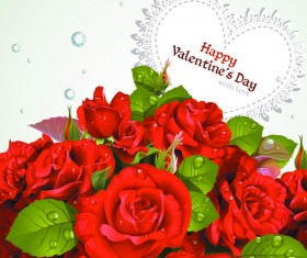 Beautiful red rose with valentines card vector