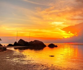 Beautiful seaside sunset Stock Photo