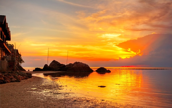Beautiful seaside sunset Stock Photo