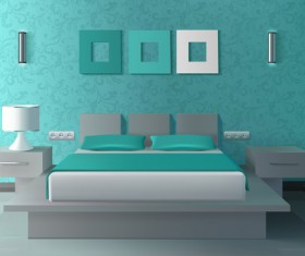 Bedroom interior design vector 01