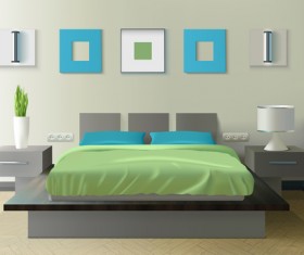 Bedroom interior design vector 02