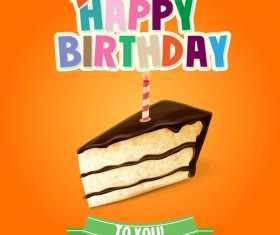 Birthday cake with yellow background vector 01