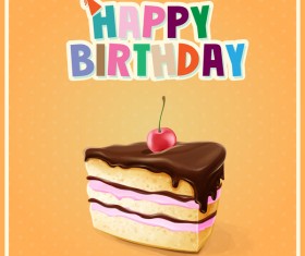 Birthday cake with yellow background vector 02