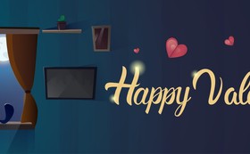 Black cat love with Valentine day card vector 01