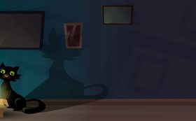 Black cat love with Valentine day card vector 06