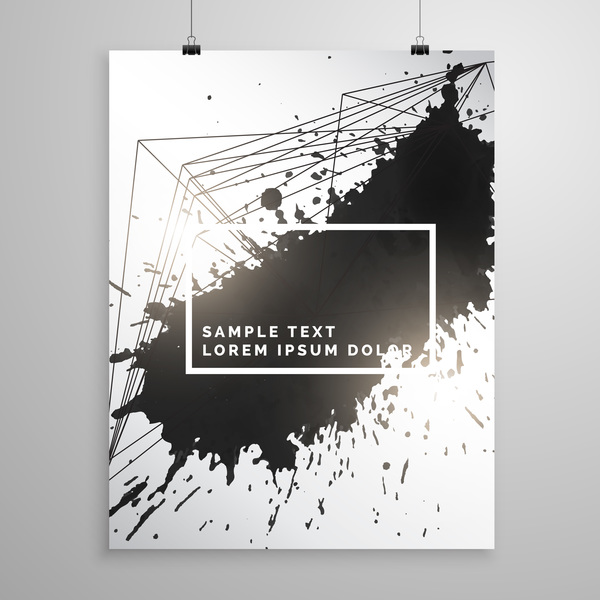 Black ink grunge cover template vector 02