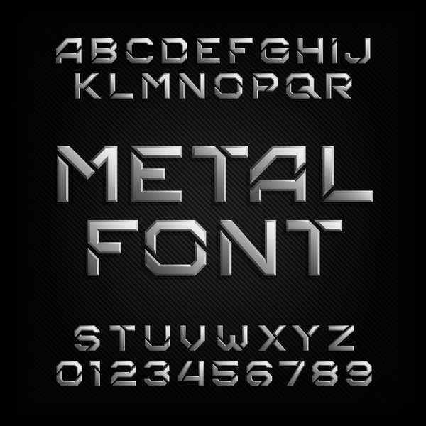 Black metal font with numbers vector