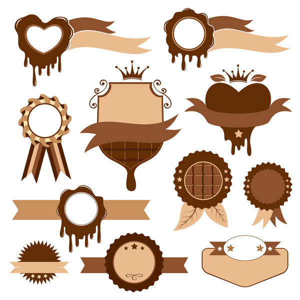 Blank chocolate labels with badge vector
