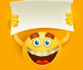 Blank paper with smiley emoticon yellow face vector