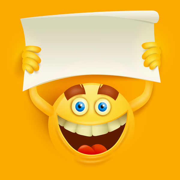 Blank paper with smiley emoticon yellow face vector