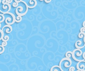 Blue background with white flower pattern vector 01