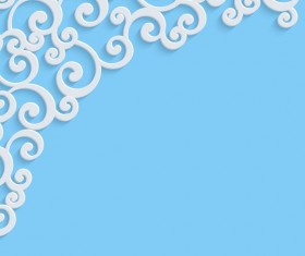 Blue background with white flower pattern vector 02