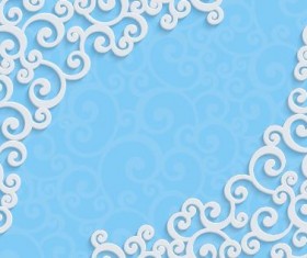 Blue background with white flower pattern vector 03
