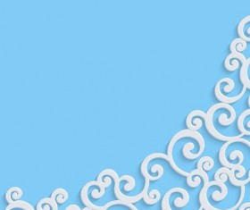Blue background with white flower pattern vector 04