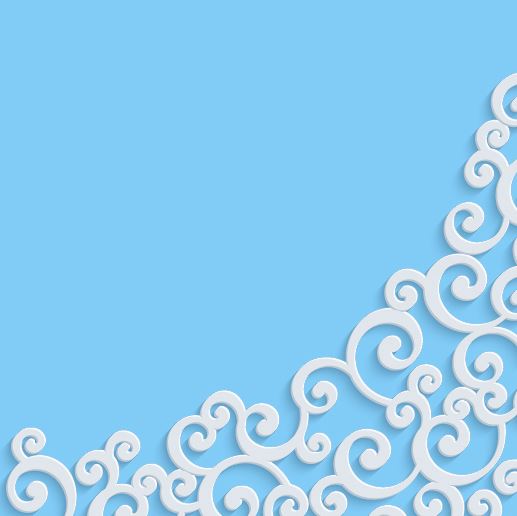 Blue background with white flower pattern vector 04
