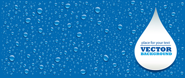 Blue drops with bubble text vector background