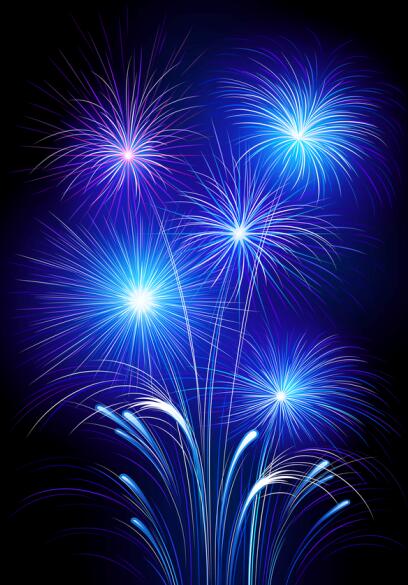 Blue fireworks effect vectors material 01