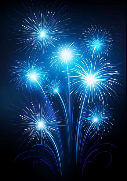 Blue fireworks effect vectors material 02