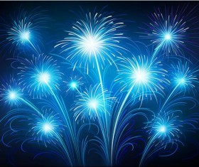 Blue fireworks effect vectors material 03