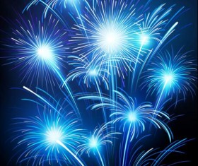 Blue fireworks effect vectors material 04