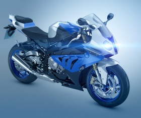 Blue motorcycle Stock Photo