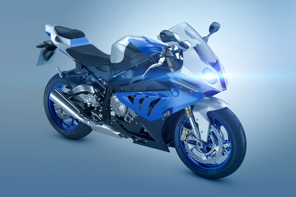 Blue motorcycle Stock Photo