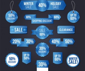 Blue sale banners with sticker and tags vector
