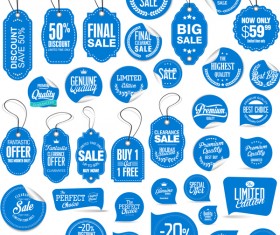 Blue sale tags with sticker vector