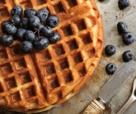 Blueberries and waffles Stock Photo