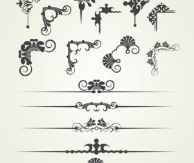 Borderline ornaments and corners retro vector