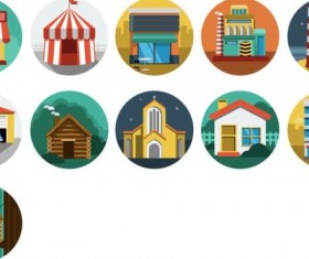 Buildings vintage icons