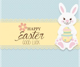 Bunny easter card cute vector material