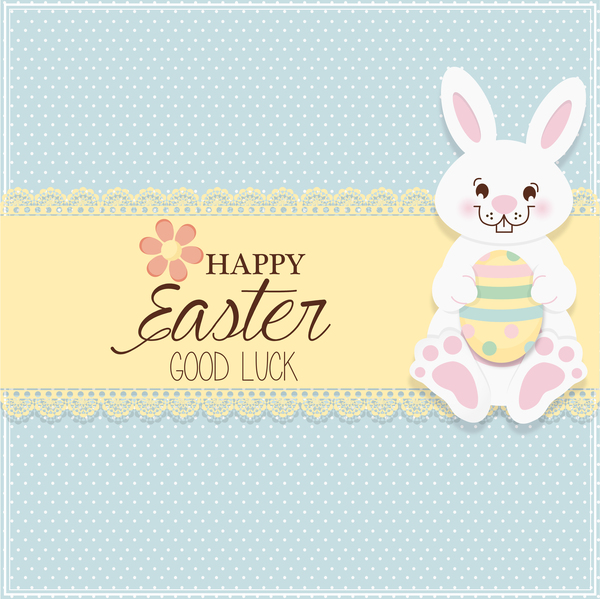 Bunny easter card cute vector material