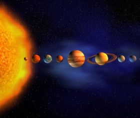 Burning planet and planet  Stock Photo 01