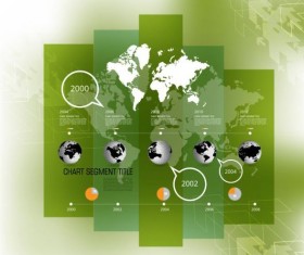 Business infographic template green styles vector 02