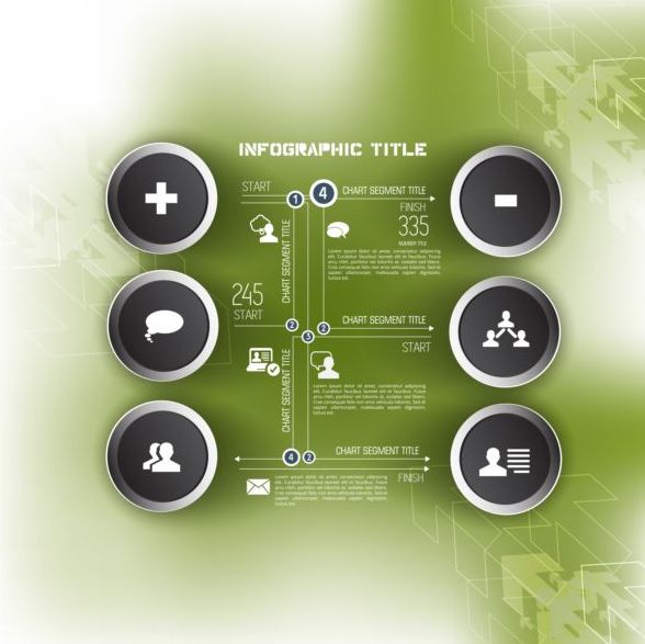 Business infographic template green styles vector 08