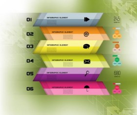 Business infographic template green styles vector 13
