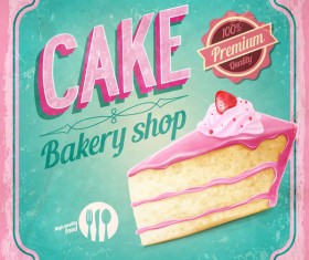 Cake bakery shop retro poster vector 02