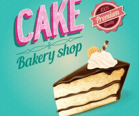 Cake bakery shop retro poster vector 03