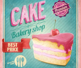 Cake bakery shop retro poster vector 04