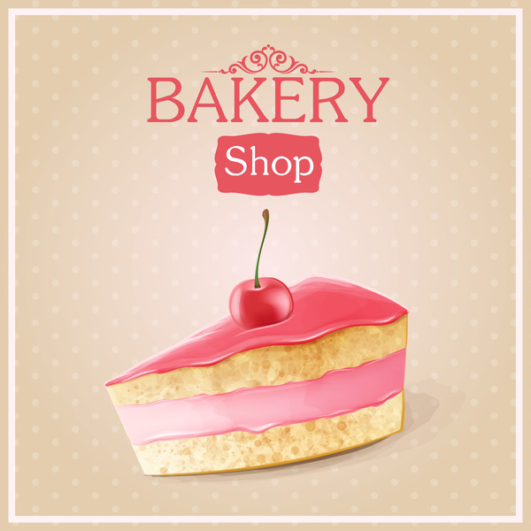 Cake bakery shop retro poster vector 05