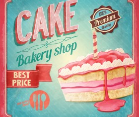 Cake bakery shop retro poster vector 06