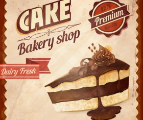 Cake bakery shop retro poster vector 07