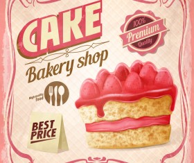 Cake bakery shop retro poster vector 09